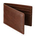 Portefeuille homme 11.5 x 9 cm aspect cuir marron pliant porte-cartes