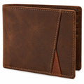 Portefeuille 12 x 10 cm en cuir marron pliant à deux volets