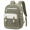 Sac à dos 30 x 18 x 42 cm en polyester vert kaki pour école et voyage à compartiments