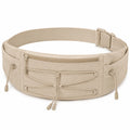 Sac banane taille réglable en textile beige avec poche zippée et rangement frontal