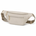 Sac banane 30 x 6 x 15 cm en tissu beige à poches zippées réglable