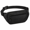 Sac banane 26 x 15 x 6 cm en similicuir noir - sangle réglable et poches zippées