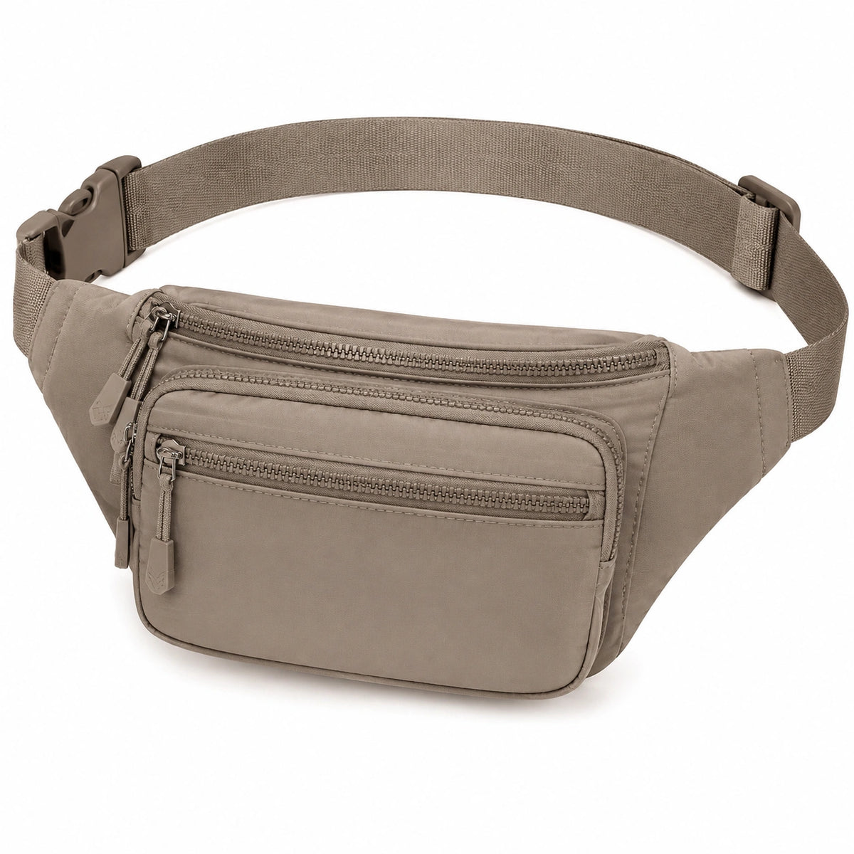 Sac banane 30 x 15 x 8 cm textile synthétique taupe à poches multiples