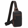 Sac bandoulière 18 x 7 x 32 cm en similicuir noir marron à fermeture zippée