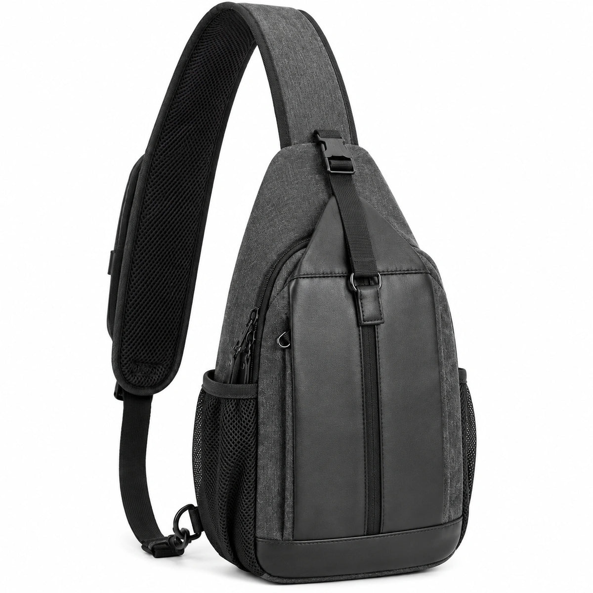 Sac bandoulière 32 x 18 x 8 cm en textile synthétique noir pour transport urbain