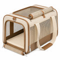 Sac de transport pour animaux 45 x 30 x 30 cm en tissu beige et marron pliable ventilé