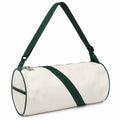Sac polochon 45 cm en toile écru et vert à bandoulière réglable