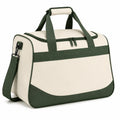 Sac de voyage 45 x 25 x 30 cm en textile beige et vert à bandoulière
